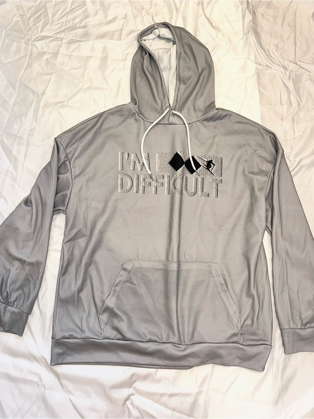 Source Unknown Light Gray Women's Hooded Sweatshirt with 'I'm Difficult' Graphic
